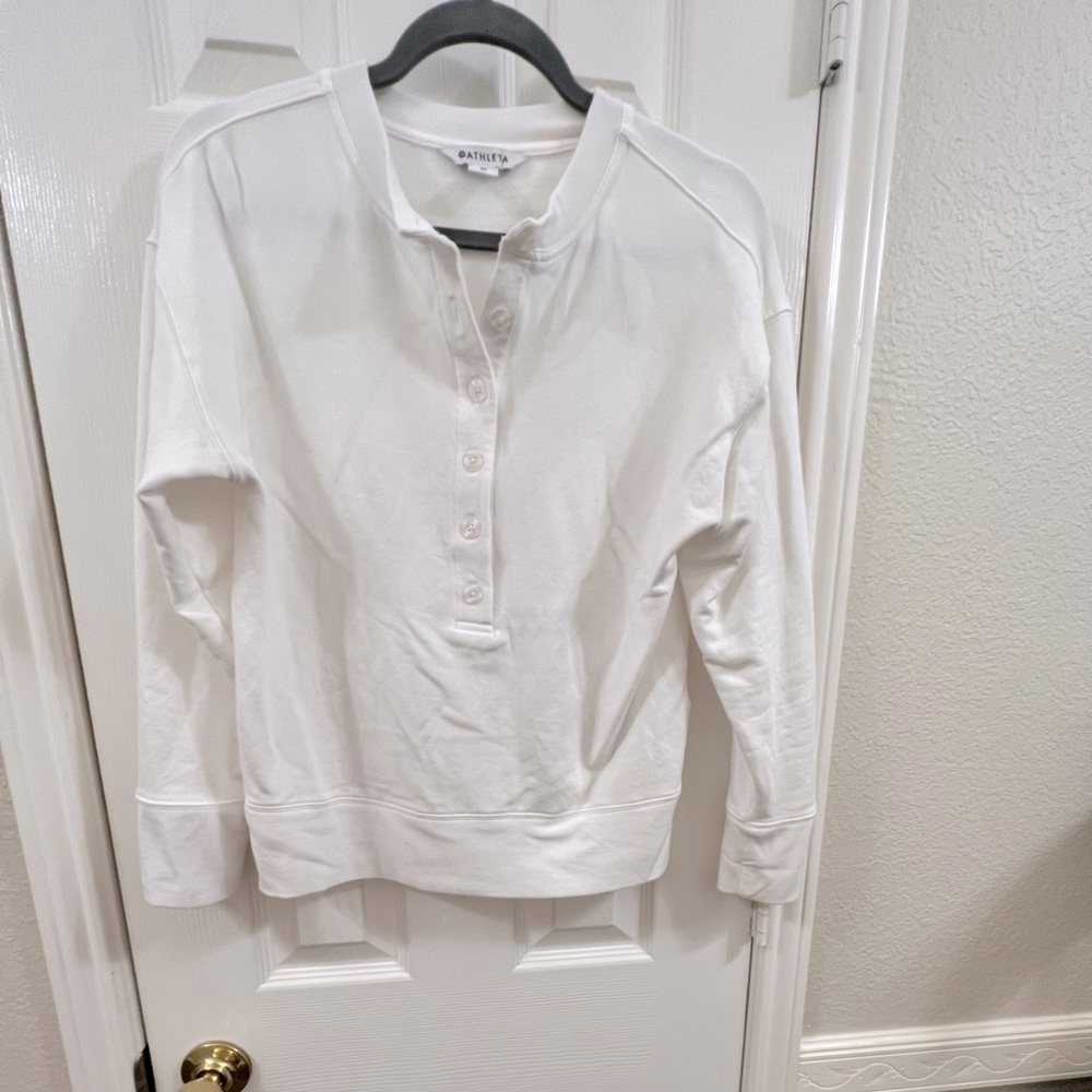 Athleta Balance Henley sweatshirt, white, size x-small